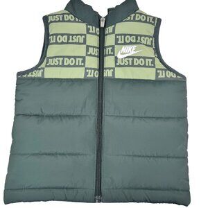 Nike Toddler Puffer Vest Green Just Do It Logo Size 3T 2-3 Yrs Polyester FullZip